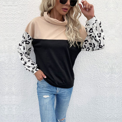 Damen Sweatpullover Animalprint Hoher Kragen Eveloria