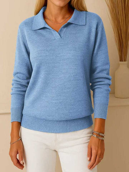 Damen Pullover Polo-Stil Eveloria Hochwertig