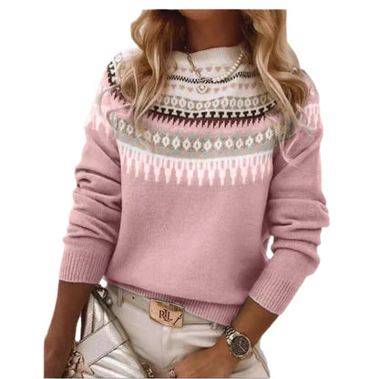 Damen Pullover Skandinavisches Strickdesign Verspieltes Muster