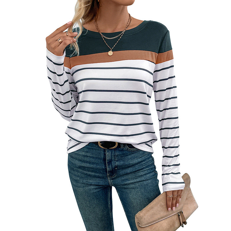 Damen Langarmshirt Streifen Elegant Farbhüpf Design Eveloria