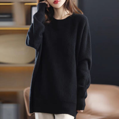Damen Strickpullover Lässiger Schnitt Lang Eveloria