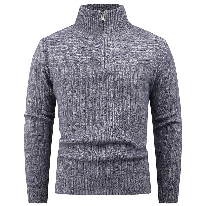 Herren Strickpullover Mit Reißverschluss Rippstruktur Bequem