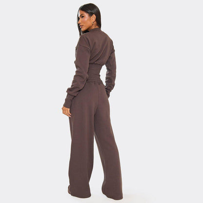 Eveloria Damen Sportset Cropped Sweatshirt und Trainingshose