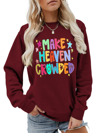 Damen Sweatshirt Bunt Motiv Verspielter Schriftzug