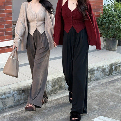 Damen Strickjacke mit Knöpfen Lässig Braun
