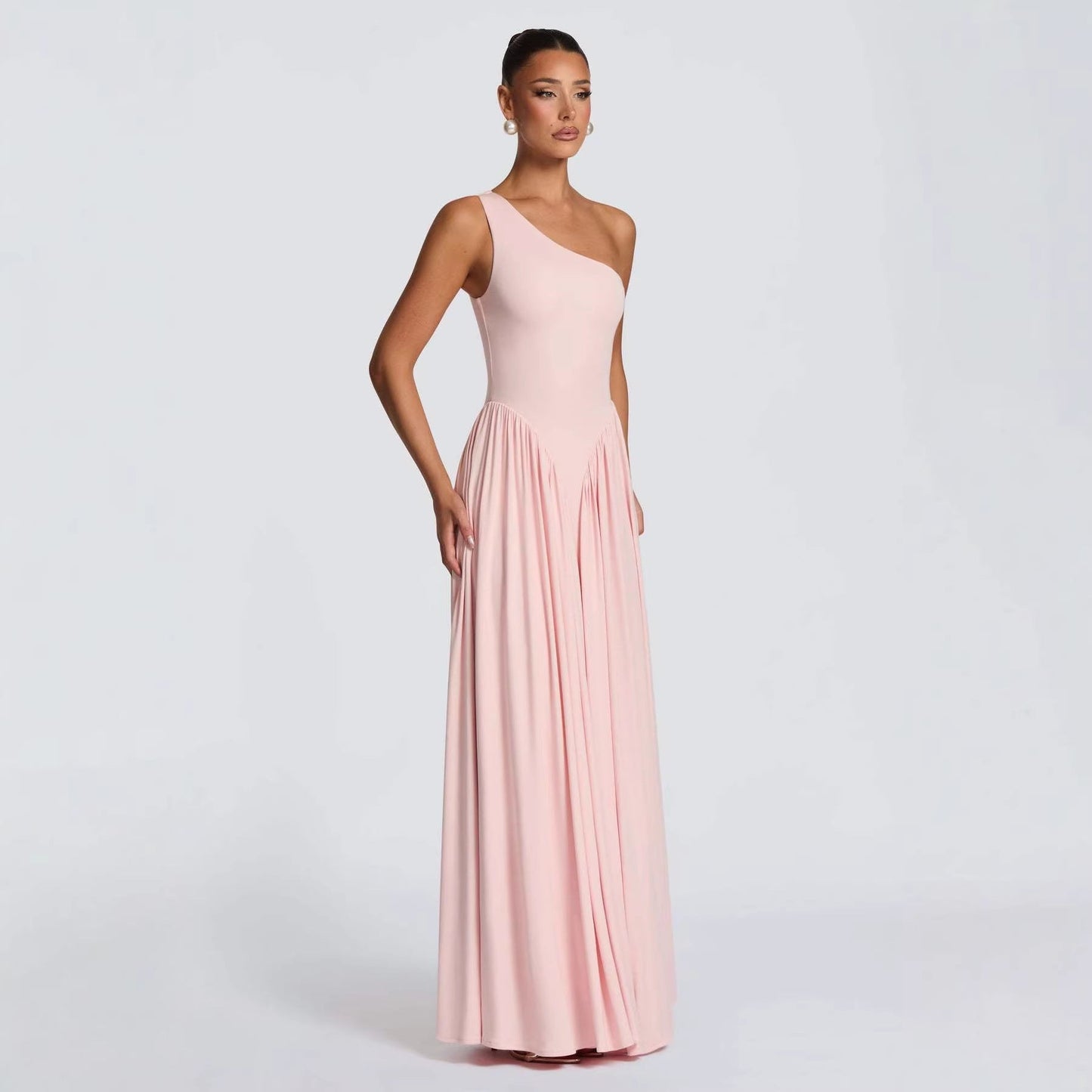 Damen Maxikleid Asymmetrisch Fließender Rock