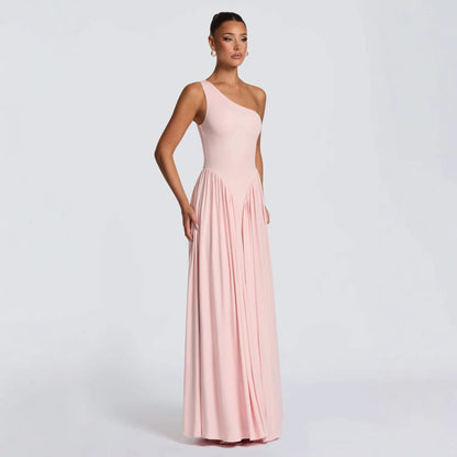 Damen Maxikleid Asymmetrisch Fließender Rock