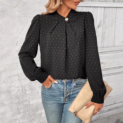 Damen Bluse Rüschendetails Edelknöpfe Eveloria - Eveloria
