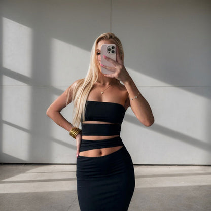 Damenkleid Figurbetont Bandeau-Ausschnitt