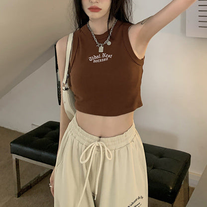 Damen Crop- Hochkragen Dezent Schriftzug