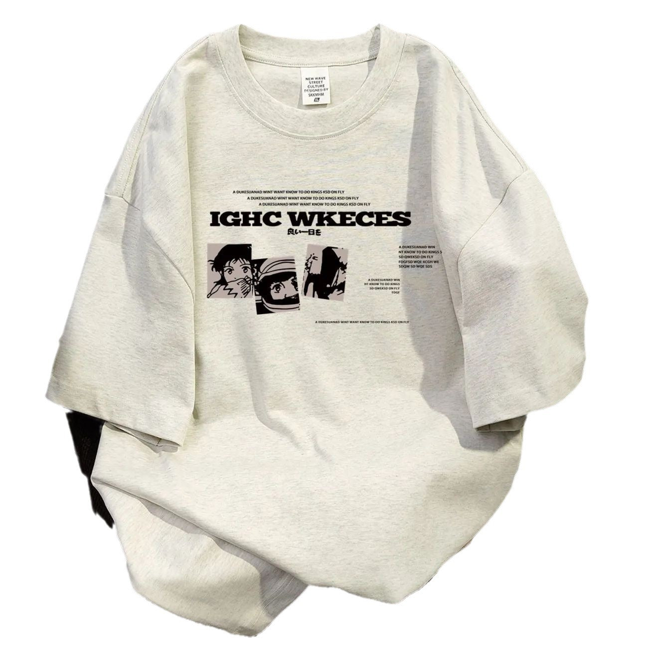 Damen Oversized Grafik T-Shirt Eveloria Weiß