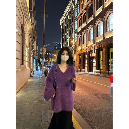 Damen Strickjacke Flauschig Modisch Eveloria