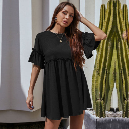 Damen Kurzkleid Rüschendetails Elastisch
