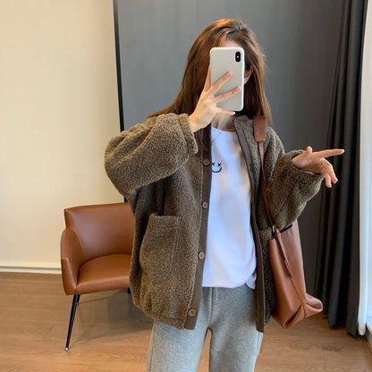 Damen Oversized-Jacke Flauschig Große Taschen Eveloria