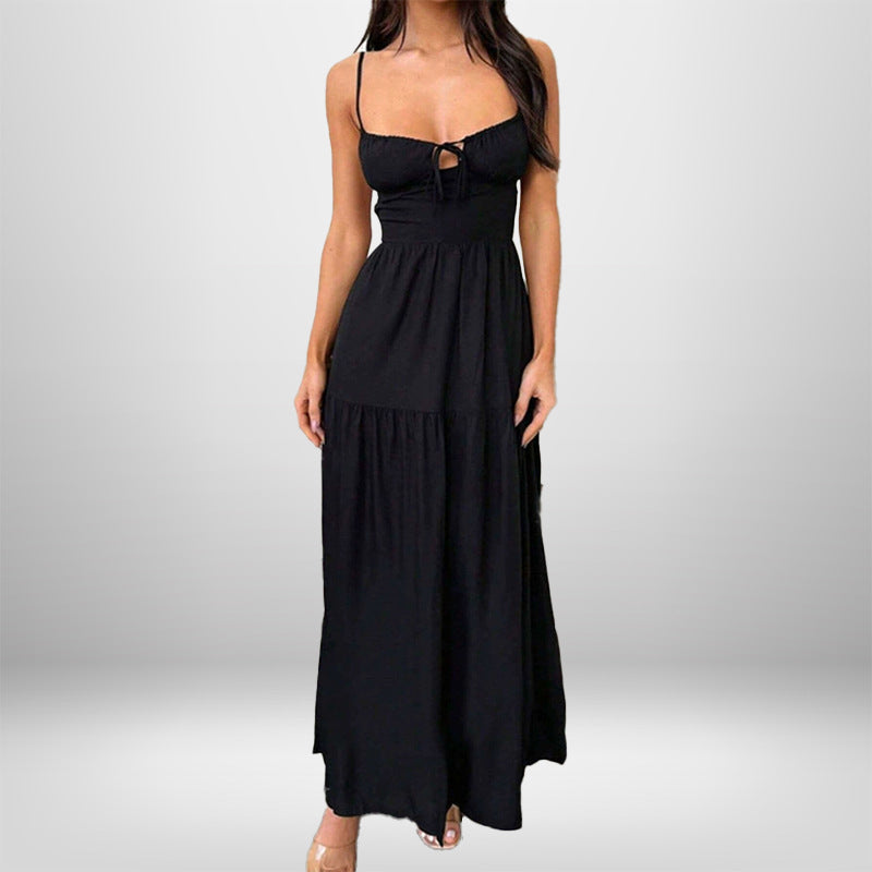 Damen Maxikleid Verstellbare Träger Romantisch Schlüsseleffekt - Eveloria