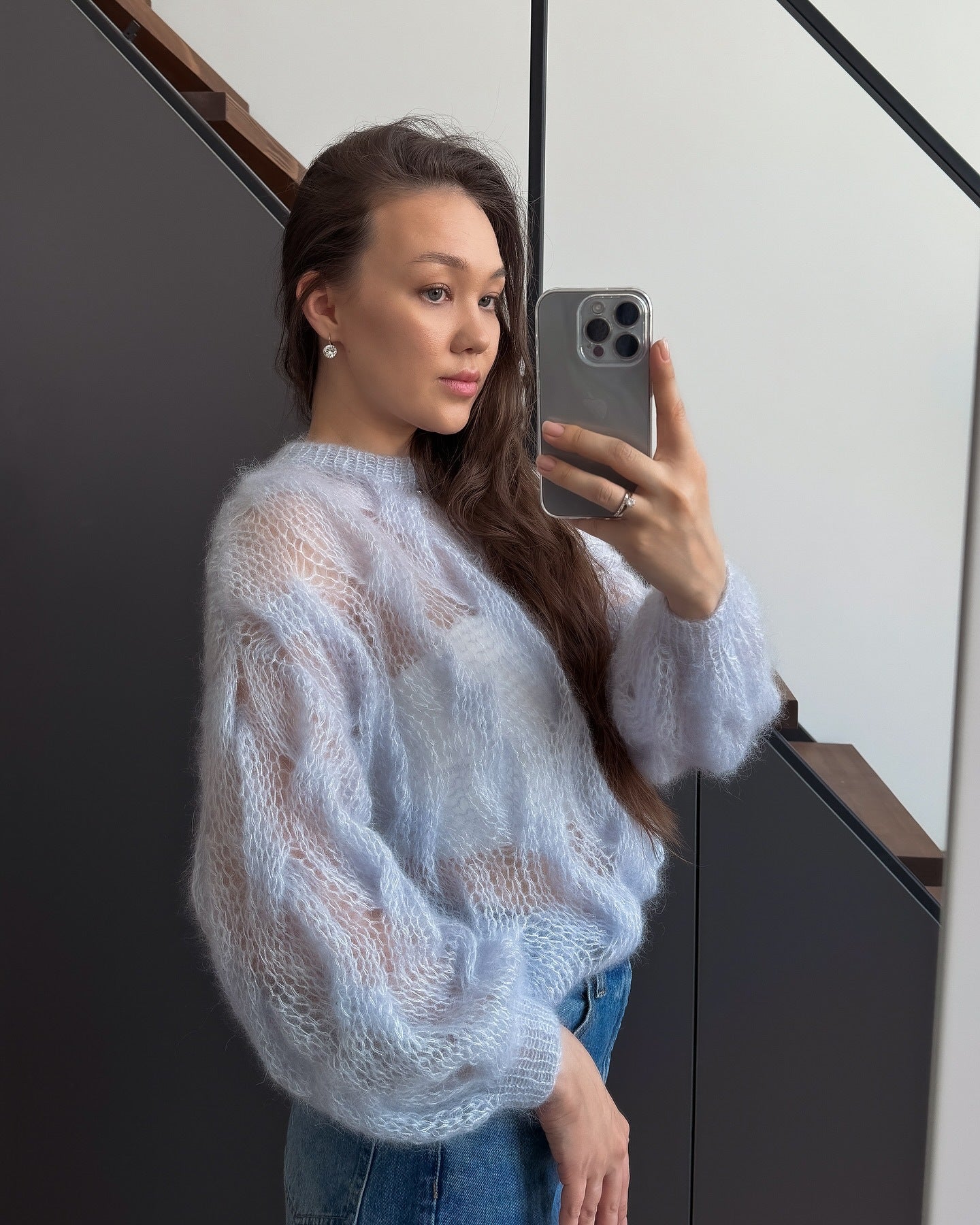 Damen Mohairpullover Weich Voluminöse Ärmel Eveloria
