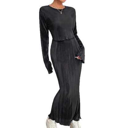 Damen Maxikleid Langärmlig Figurbetont Eveloria