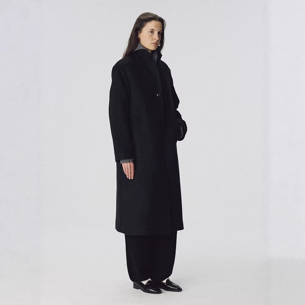 Damen Mantel Langer Mantel mit Revers und Taschen Eveloria