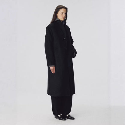 Damen Mantel Langer Mantel mit Revers und Taschen Eveloria