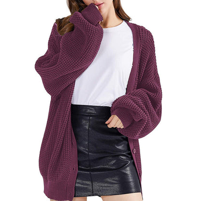 Damen Grobstrick-Cardigan Lässiger Schnitt Eveloria