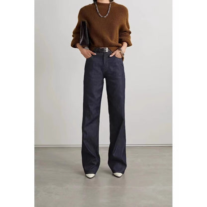 Damen Hochgeschnittene Weite Jeans Eveloria