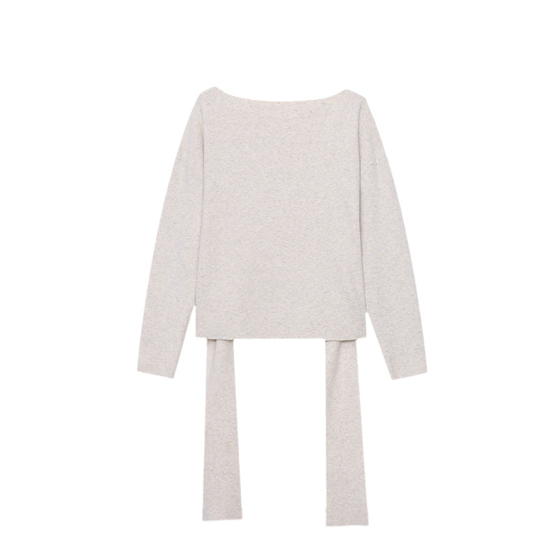 Damen Wollpullover mit Bindegürtel Eveloria