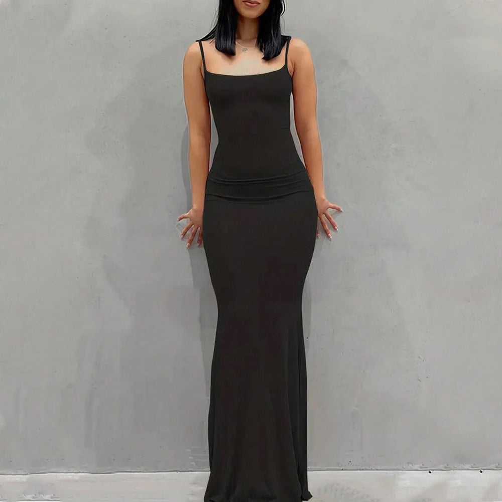 Damen Maxikleid Schmalträger Fließender Schnitt Eveloria - Eveloria
