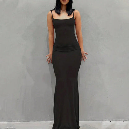 Damen Maxikleid Schmalträger Fließender Schnitt Eveloria - Eveloria