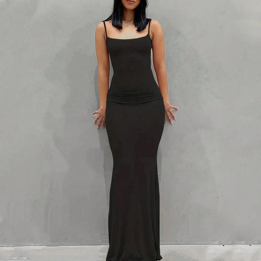 Damen Maxikleid Schmalträger Fließender Schnitt Eveloria - Eveloria
