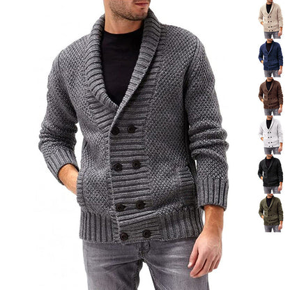 Herren Strickjacke Doppelknopfleiste Strukturiert Komfortabel