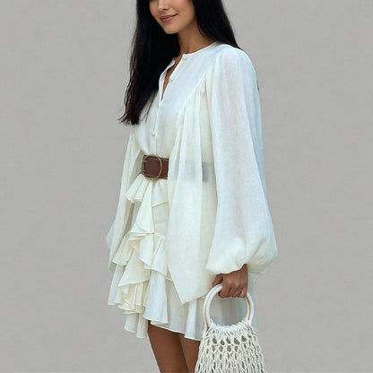 Damen Rüschenkleid mit Volumenärmeln Eveloria