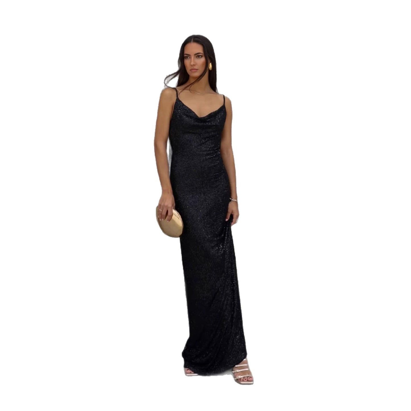 Damen Abendkleid mit tiefem Rückenausschnitt schimmernd Eveloria