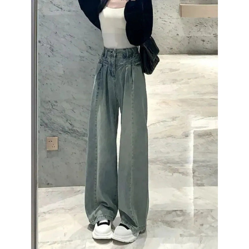 Damen High-Waist Jeans Weit Elegant Eveloria
