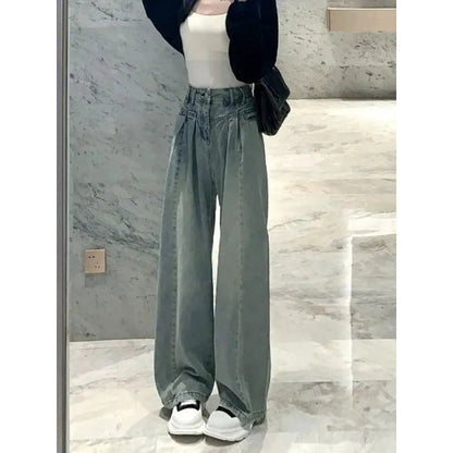Damen High-Waist Jeans Weit Elegant Eveloria