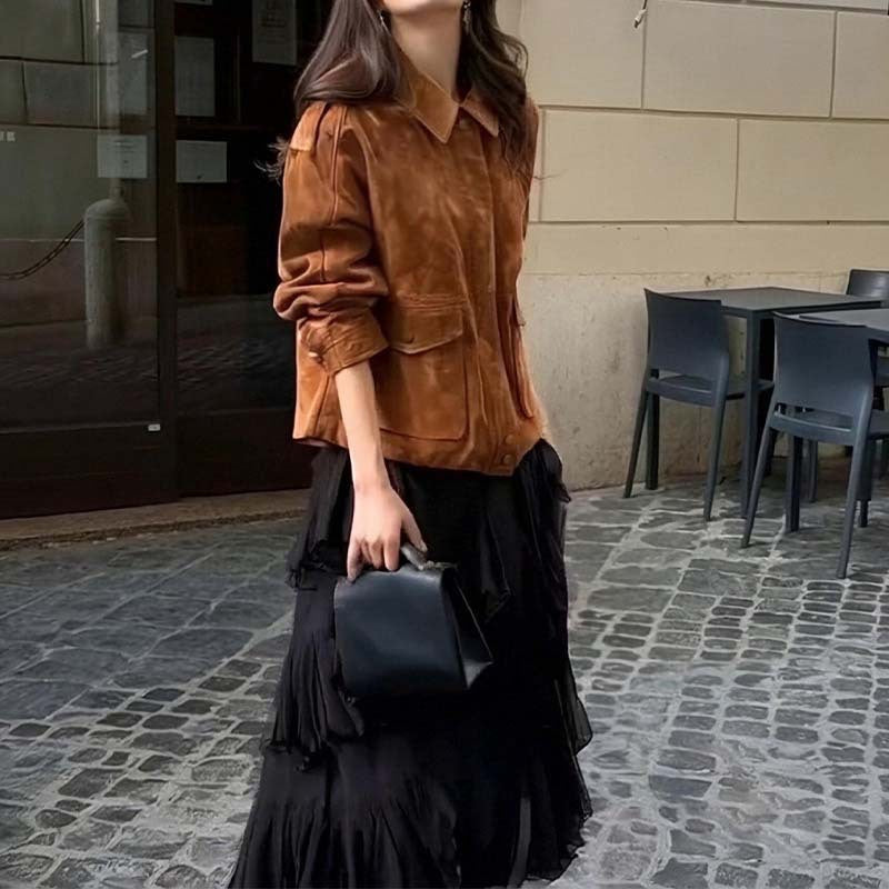 Damenleichtjacke Oversized Schnitt mit Taschen Eveloria