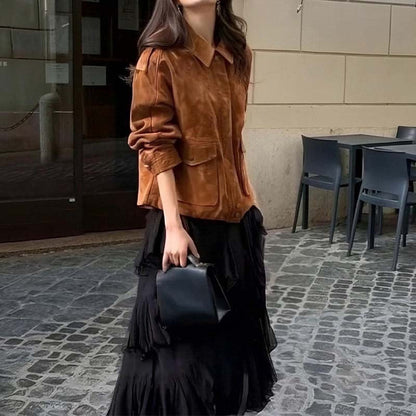Damenleichtjacke Oversized Schnitt mit Taschen Eveloria