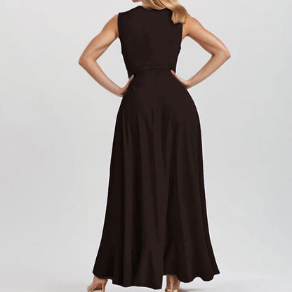 Damen Maxikleid Asymmetrischer Saum Rüschendetails