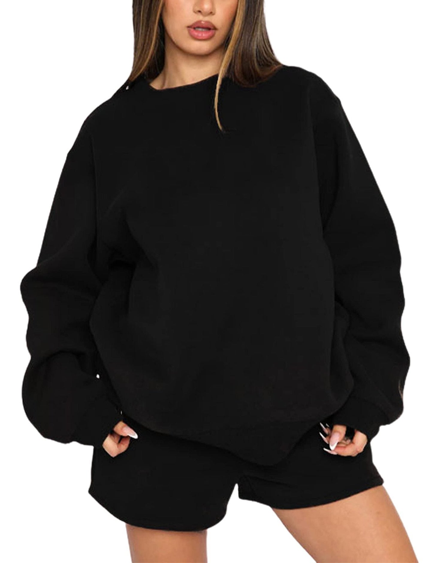 Damen Sweater-Shorts-Set Freizeitlook Eveloria