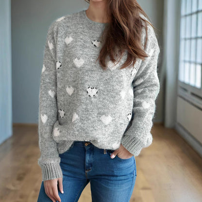 Damen Pullover Weich Herzdesign