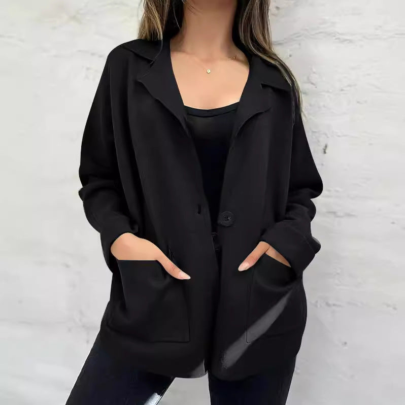 Damen Oversized Blazerjacke Lässiger Schnitt Praktische Taschen