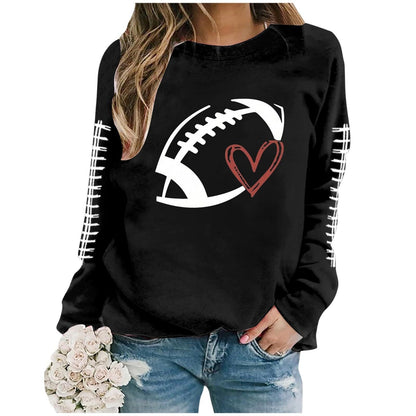 Damen Sweatshirt Fußball-Motiv Lässiger Schnitt Grau Eveloria