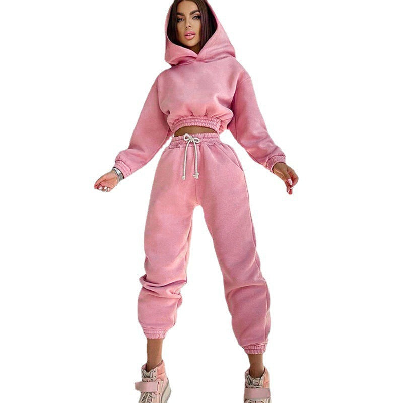 Damen Sweat-Loungewear-Set Kapuzenpullover und Hose Bequem Grau