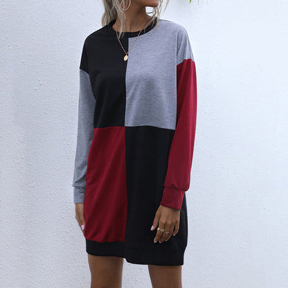 Damen Oversized Kleid Farbblockdesign Eveloria
