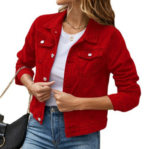 Damen Jeansjacke Klassischer Schnitt Mit Taschen Blau Eveloria