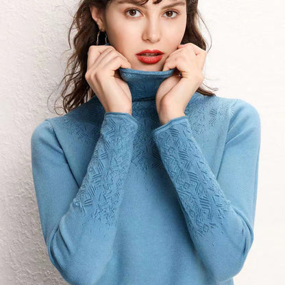 Damen Rollkragenpullover Feines Strukturmuster Eveloria
