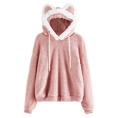 Damen Kapuzenpullover mit Katzenohren Weich Eveloria