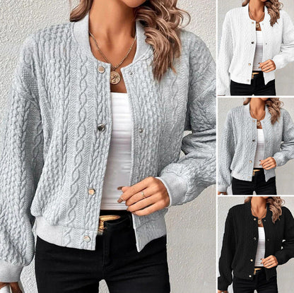 Damen Strickjacke Zopfmuster Elegantes Design Blau Eveloria