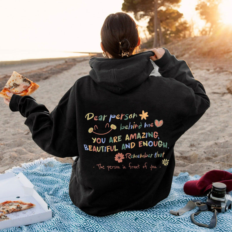 Damen Kapuzenpullover Komfort Passform Motivschriftzug Eveloria