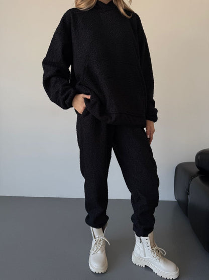 Damen Kuschelhülle Kapuze Taschen Grau
