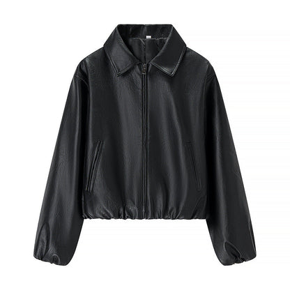 Damen Kunstlederjacke Elastischer Bund Eveloria
